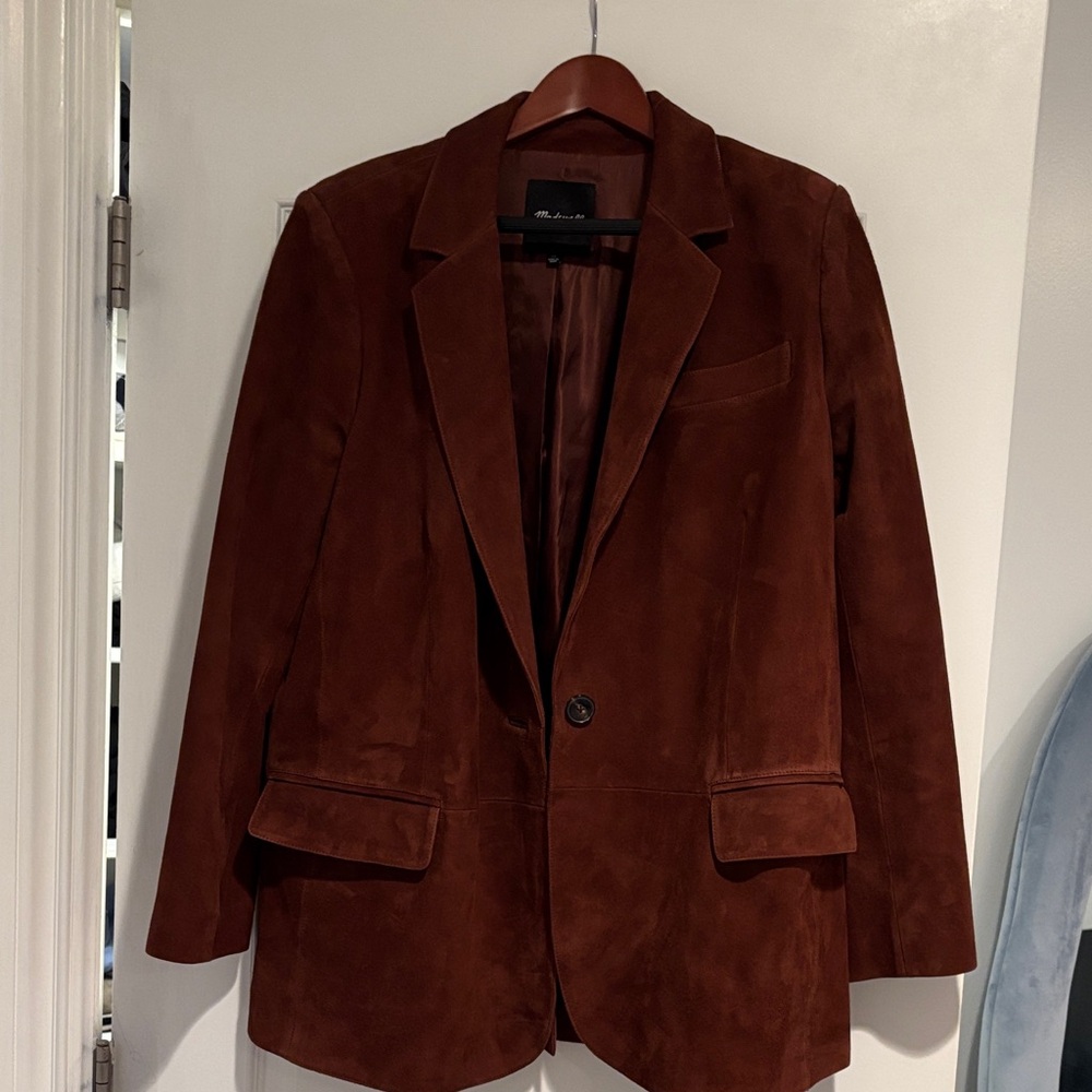 Madewell Brown Suede Single-Button Blazer